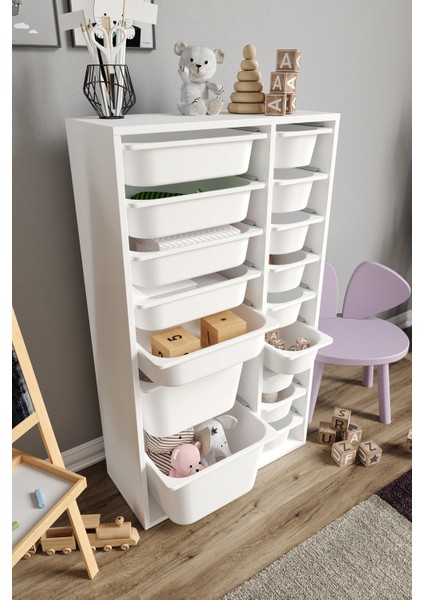 %100 Mdf - Xl Duo 16 Sepetli Oyuncak Dolabı fiyatları