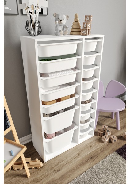 %100 Mdf - Xl Duo 16 Sepetli Oyuncak Dolabı modelleri