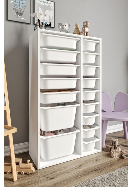 %100 Mdf - Xl Duo 16 Sepetli Oyuncak Dolabı fırsatları