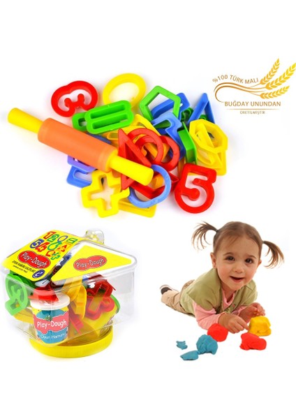 Rakam ve Geometrik Şekil Kalıplı Buğday Unu Oyun Hamuru S - Play Dough