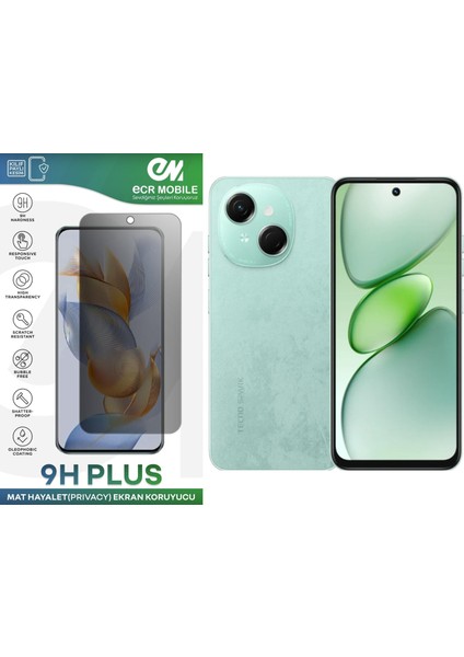 Tecno Spark Go 1 Ekran Koruyucu Tam Uyumlu 9h Esnek Nano Kırılmayan Mat Hayalet(Privacy)
