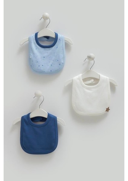 3'lü Lacivert Bebek Mama Önlüğü