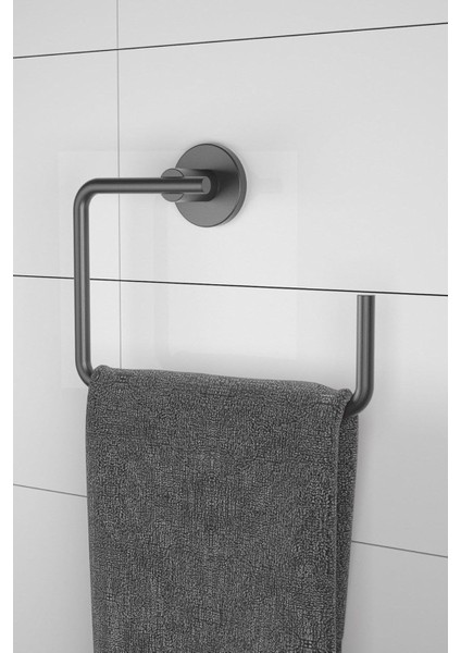 Haus Banyo Aksesuar Seti Siyah Kare Havluluk Tuvalet Kağıtlığı Bornozluk Mat Siyah