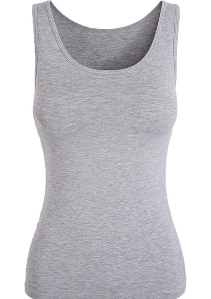 TKD0136 Kadın Ribana Esnek Yapılı Pamuklu Geniş Askılı Atlet 6'lı Ekonomik Paket