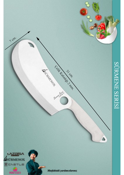 Sürmene Serisi Mutfak Bıçak Börek Bıçağı Pizza Pide Salata Bıçağı Beyaz ( MFT-002 ) fiyatları