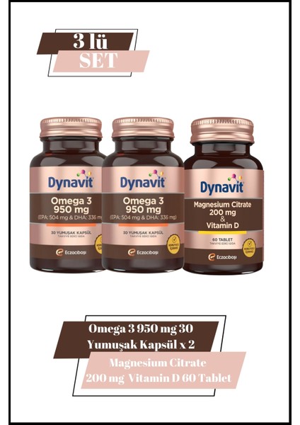Omega 3 950 Mg & Magnesium Citrate 200 Mg & Vitamin D