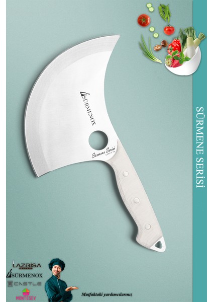 Sürmene Serisi Mutfak Bıçak Hilal Börek Bıçağı Pizza Pide Salata Bıçağı Beyaz ( MFT-001 )