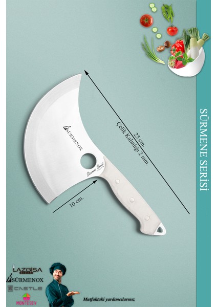 Sürmene Serisi Mutfak Bıçak Hilal Börek Bıçağı Pizza Pide Salata Bıçağı Beyaz ( MFT-001 ) fiyatları