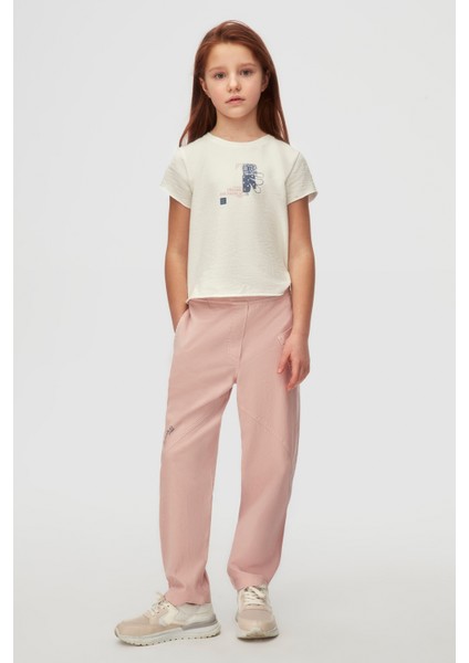 08-14 Yaş Kız Çocuk Ekru Buıldıng T-Shirt - Ekru fırsatları