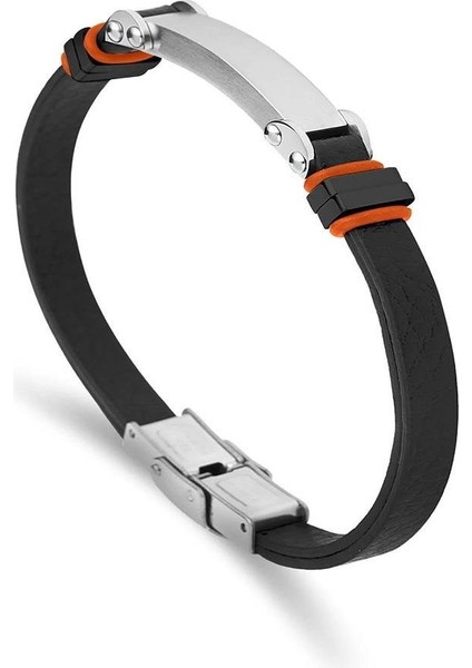 ARS076 Erkek Deri Çelik Bileklik