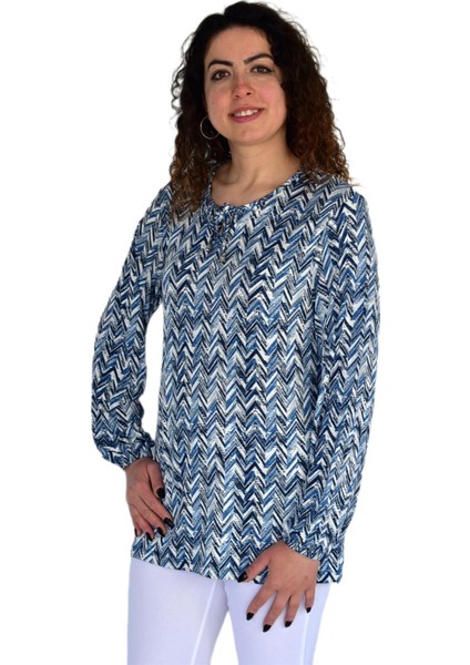 Kadın V Desen Baskılı Viscon Bluz BGL-ST04285 fiyatları