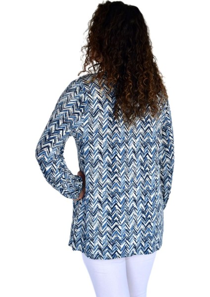 Kadın V Desen Baskılı Viscon Bluz BGL-ST04285 indirimleri