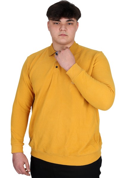 Büyük Beden Erkek Sweatshirt Hardal Renk Oversize Kesim Kanguru Cep 2023 Sonbahar-Kış fiyatları