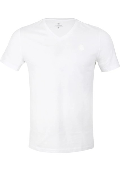 CT106 V Nk T-Sh 5fx V Yaka Kırık Beyaz Erkek Kısa Kol T-Shirt 101939410