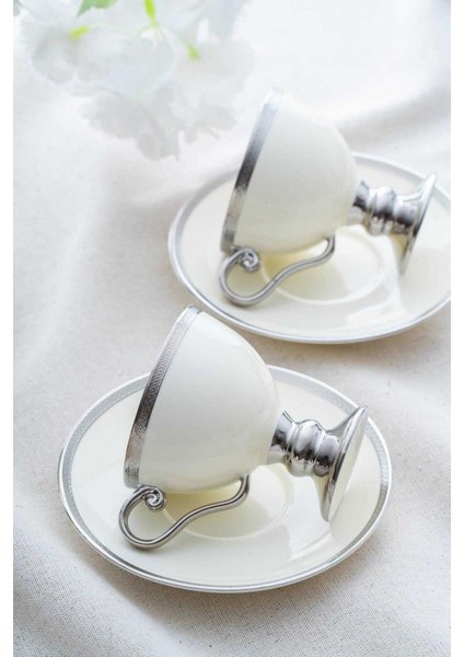 HXF-06551 Thelma Silver Kırık Beyaz 6'lı Kahve Fincan Takımı