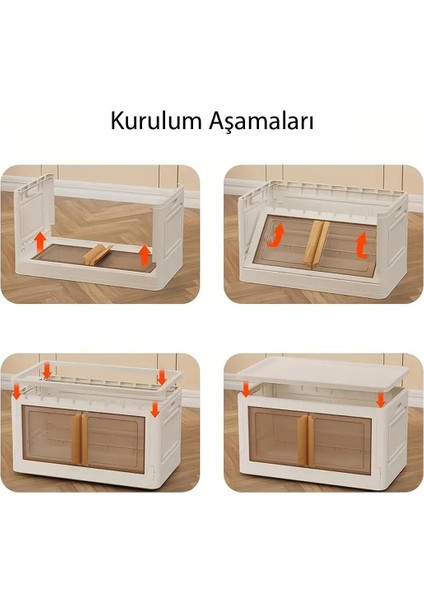 SN-25883 72L Katlanabilir Plastik Saklama Kutusu Renkli Kapaklı Tekerlekli 40X64X37CM fırsatları