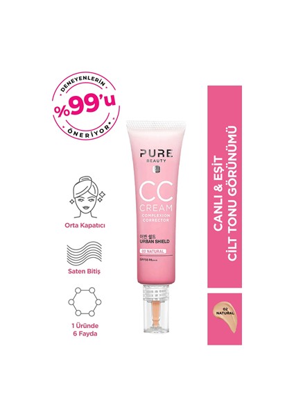 Canlı ve Eşit cc Krem SPF50 Pa+++ Natural 30 ml