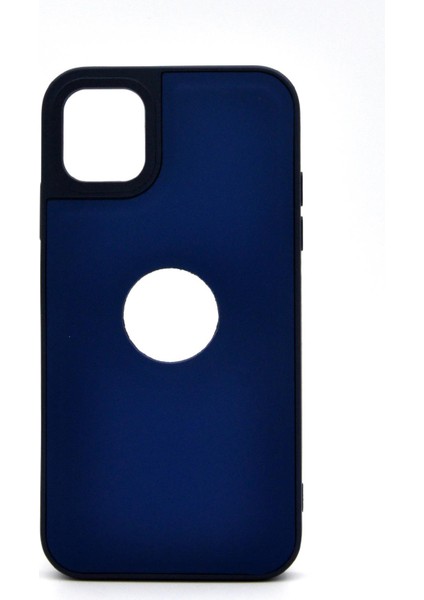 iPhone 13 Uyumlu Deri Görünümlü Sert Kapak Kılıf Lacivert