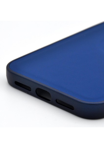 iPhone 13 Uyumlu Deri Görünümlü Sert Kapak Kılıf Lacivert indirimleri