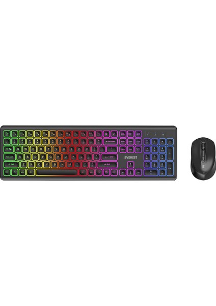 KM-319BT Siyah 2.4g+Bt1+Bt2 Çoklu Cihaz Bağlantılı Q Set Kablosuz Klavye + Mouse
