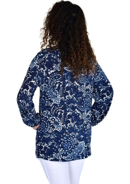 Kadın Yaprak Desen Baskılı Viscon Bluz BGL-ST04283