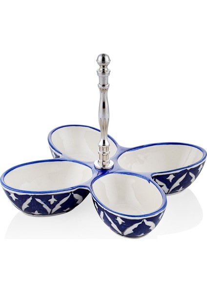 Corallo Çerezlik Mavi 4 Bölmeli 28X28X21 cm