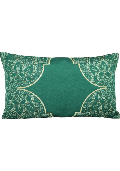 Belıeve Ramazan Jakarlı Dokuma Goblen Dekoratif Yeşil Simli Kırlent 30*55