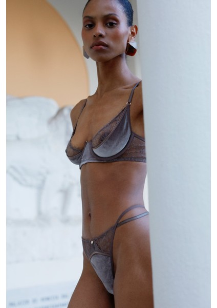 Idylle Kadife Sütyen Vizon Gri