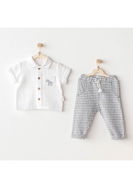 Erkek Bebek Takım 2 Parça Set Little King AC25813
