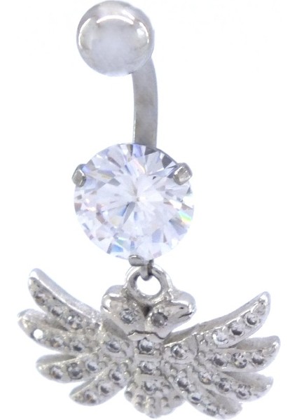 316L Çelik Zirkon Taşlı Kuş Piercing PRC-124