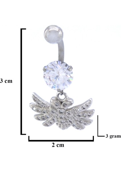 316L Çelik Zirkon Taşlı Kuş Piercing PRC-124 modelleri