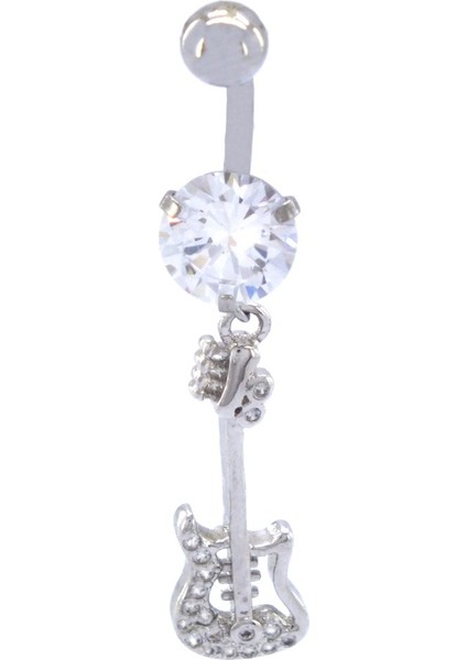 316L Çelik Zirkon Taşlı Gitar Piercing PRC-128