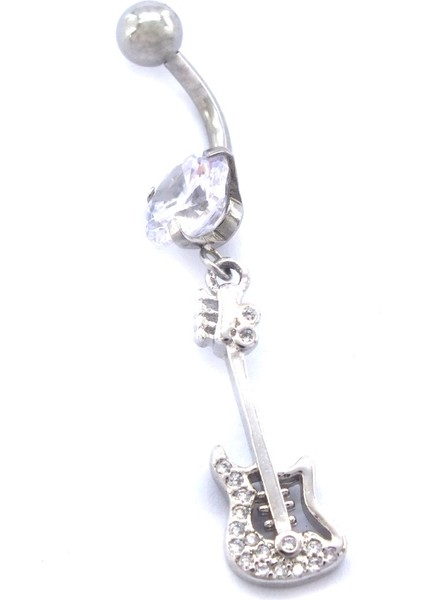 316L Çelik Zirkon Taşlı Gitar Piercing PRC-128