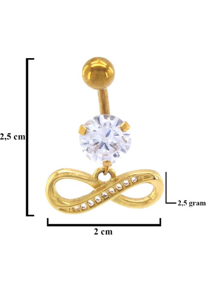 Altın Kaplama Zirkon Taşlı Sonsuzluk Piercing PRC-127