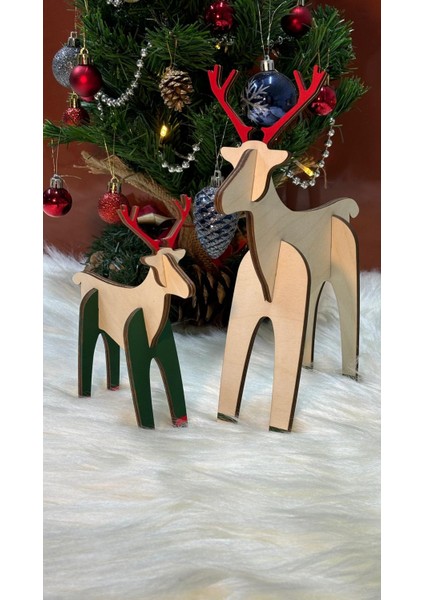 Ahşap Geyik Obje 2li Set-01 modelleri