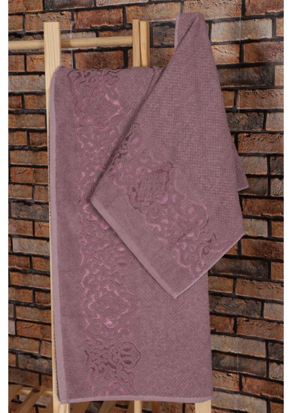 2 Parça Banyo Havlu Takımı Pamuklu Şah Desen fiyatları