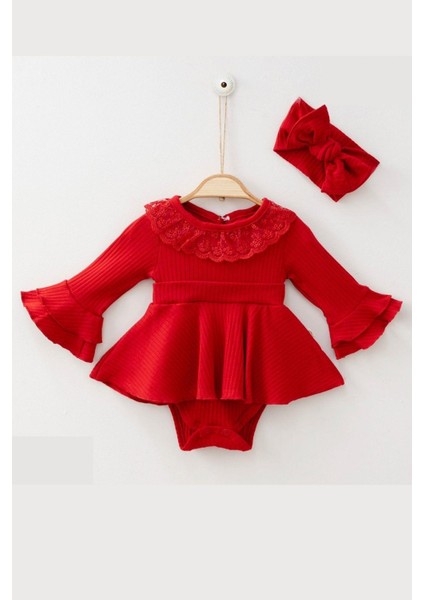 Kız Bebek Koları Volanlı Bandanalı Elbise Set