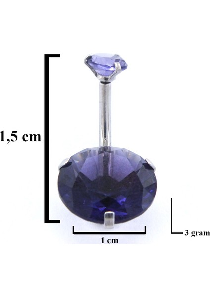 316L Çelik Mor Zirkon Taşlı Piercing PRC-111 modelleri