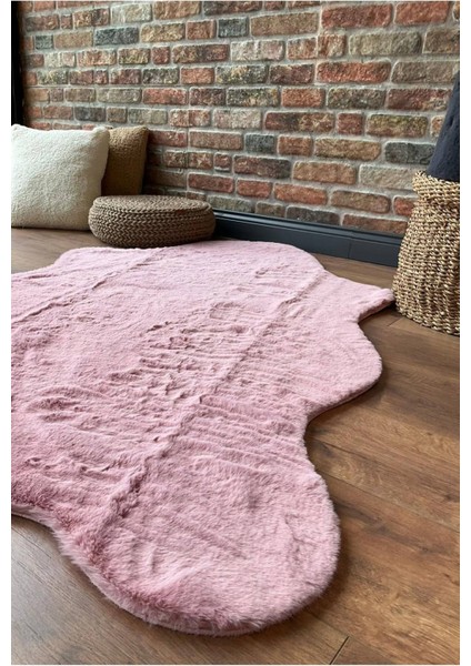 Tavşan Tüyü Post Halı Pembe