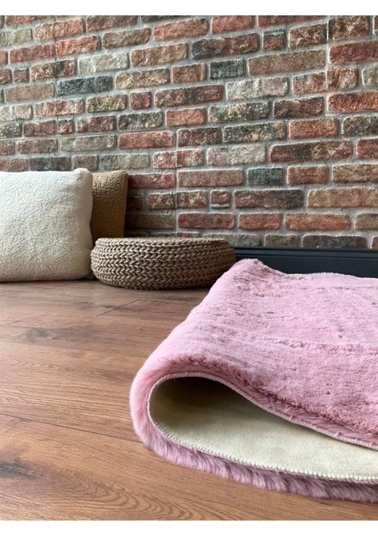 Tavşan Tüyü Post Halı Pembe