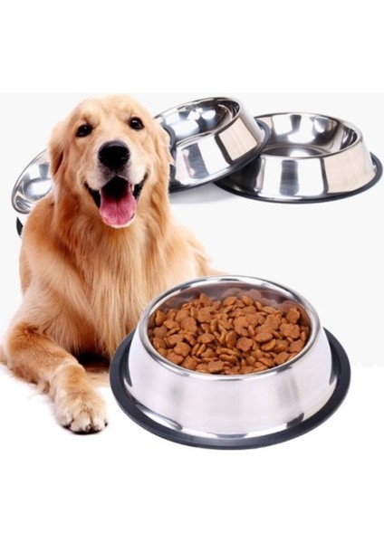 Büro Ev Evcil Hayvanı Için 22CM Maksi Çelik Kedi Köpek Mama Kabı