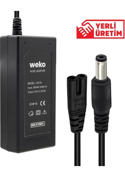 24 Volt - 2 Amper Plastik Kasa Masaüstü Adaptör 5.5 x 2.5 Uç