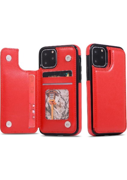 Kart Tutucu Kickstand ile IPhone 11 Pro Max Pu Deri Için Cüzdan Kılıf (Yurt Dışından)