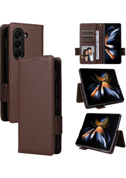 Samsung Galaxy Z Için Flip Case Fold 6 Kart Yuvaları Tutucu Manyetik Yan Pu (Yurt Dışından)