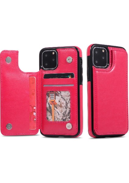 Kart Tutucu Kickstand ile IPhone 11 Pro Max Pu Deri Için Cüzdan Kılıf (Yurt Dışından)