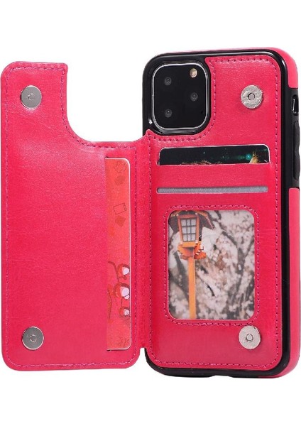 Kart Tutucu Kickstand ile IPhone 11 Pro Max Pu Deri Için Cüzdan Kılıf (Yurt Dışından)