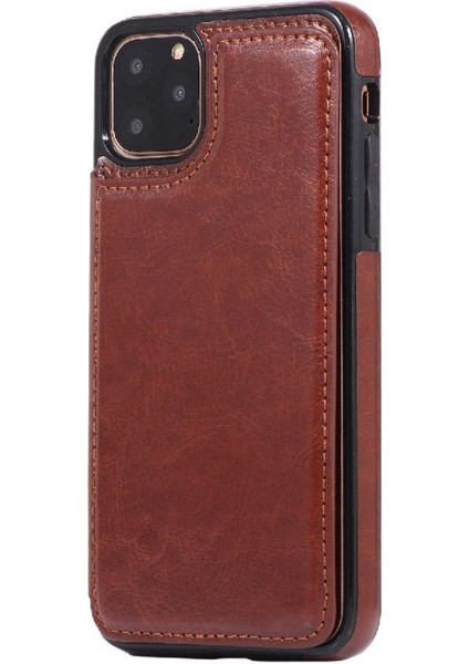 Kart Tutucu Kart Yuvaları Toka ile IPhone 11 Pro Pu Deri Için Cüzdan Kılıf (Yurt Dışından)