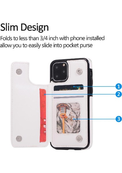 Kart Tutucu Kickstand ile IPhone 11 Pro Max Pu Deri Için Cüzdan Kılıf (Yurt Dışından)