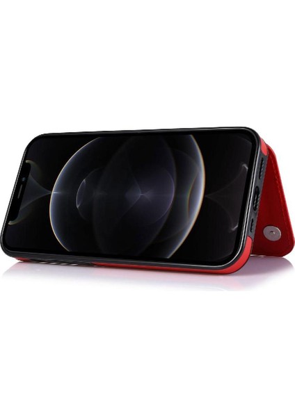 IPhone 12 Için Cüzdan Durumda Pro Max Çift Manyetik Toka Kart Yuvaları Pu (Yurt Dışından)