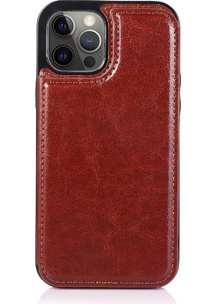 Kart Tutucu Kartı ile IPhone 12 Pro Çift Manyetik Toka Için Cüzdan Kılıf (Yurt Dışından)
